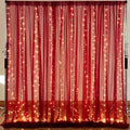 10×10ft Burgundy Tulle Backdrop Curtain with Lights String for Parties, Sheer Photo Backdrop Curtains for