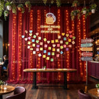 10×10ft Burgundy Tulle Backdrop Curtain with Lights String for Parties, Sheer Photo Backdrop Curtains for, alternate view 2