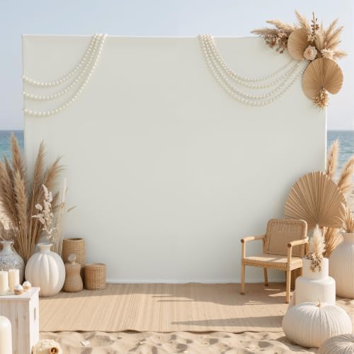 10×10ft Ivory Backdrop Curtain for Weeding Parties, Wrinkle-Free Fabric Drape for Baby Shower, Birthday Party