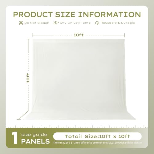 10×10ft Ivory Backdrop Curtain for Weeding Parties, Wrinkle-Free Fabric Drape for Baby Shower, Birthday Party, alternate view