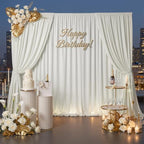 10×10ft Ivory Backdrop Curtain for Weeding Parties, Wrinkle-Free Fabric Drape for Baby Shower, Birthday Party, alternate view