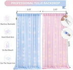 10×10ft Pink Blue Tulle Backdrop Curtain with Lights String for Parties, Sheer Photo Backdrop Curtains for, alternate view 3