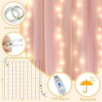 10×10ft Pink Tulle Backdrop Curtain with Light(2 Panels 5×10ft) in 10×10ft, alternate view 3