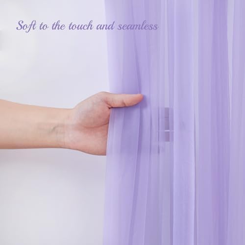 10×10ft Purple Tulle Backdrop Curtain with Lights String for Parties, Sheer Photo Curtain Backdrop Drapes for, alternate view