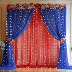 10×10ft Royal Blue Red Tulle Backdrop Curtain with Lights String for Parties, Sheer Photo Backdrop Curtains for, alternate