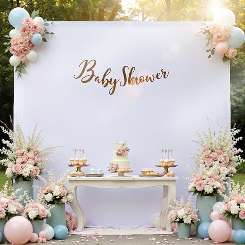 10×10ft White Backdrop Curtain for Weeding Parties, Wrinkle-Free Fabric Drape for Baby Shower, Birthday Party, alternate view