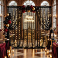 10×12ft Black Sheer Backdrop Curtains with Lights String for Parties Birthday Black Tulle Backdrop Curtain for