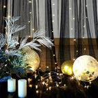 10×12ft Black Sheer Backdrop Curtains with Lights String for Parties Birthday Black Tulle Backdrop Curtain for, alternate