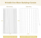 10×12ft White Tulle Backdrop Curtain with Lights String for Parites Sheer Fabric Backdrop Curtains White Curtain, alternate