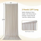 10×12ft Wrinkle Free Beige Backdrop Curtain for Wedding Parties-2 Panels 5×12ft Long Soft Silky Polyester, alternate view 4