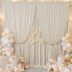 10×12ft Wrinkle Free Beige Backdrop Curtain for Wedding Parties-2 Panels 5×12ft Long Soft Silky Polyester, alternate view 6