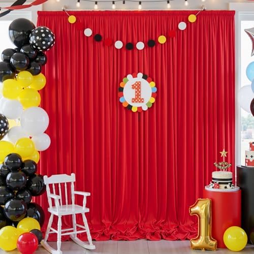 10×12ft Wrinkle Free Red Backdrop Curtain for Wedding Parties,2 Panels 5×12ft Long Soft Silky Polyester Backdrop, alternate
