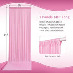 10×14 ft Pink Wrinkle Free Backdrop Curtain, Soft Silky Polyester Wedding Drapes 2 Panels 14ft Height Baby Pink, alternate