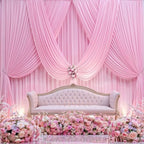10×14 ft Pink Wrinkle Free Backdrop Curtain, Soft Silky Polyester Wedding Drapes 2 Panels 14ft Height Baby Pink, alternate