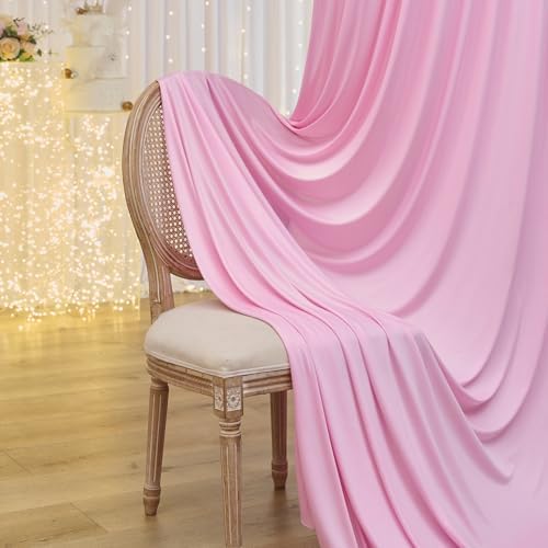 10×14 ft Pink Wrinkle Free Backdrop Curtain, Soft Silky Polyester Wedding Drapes 2 Panels 14ft Height Baby Pink, alternate