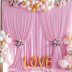 10×14 ft Pink Wrinkle Free Backdrop Curtain, Soft Silky Polyester Wedding Drapes 2 Panels 14ft Height Baby Pink, alternate