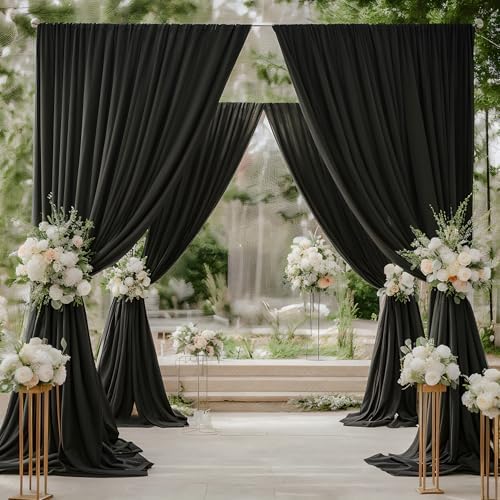 10×14ft Wrinkle Free Black Backdrop Curtain for Parties Wedding,2 Panels 5×14ft Height Soft Silky Polyester, alternate view 6