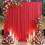 10×14ft Wrinkle Free Red Backdrop Curtain for Wedding Parties,2 Panels 5×14ft Height Soft Silky Polyester