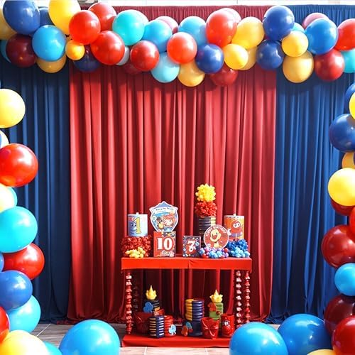 10×14ft Wrinkle Free Red Backdrop Curtain for Wedding Parties,2 Panels 5×14ft Height Soft Silky Polyester, alternate view 6