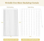 10×15ft White Tulle Backdrop Curtain with Lights String for Parites Sheer Fabric Backdrop Curtains White Curtain, alternate