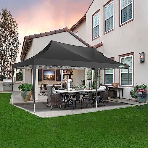 10×20 Pop-Up Canopy Easy Setup Gazebo with Elevated Frame, Black in Black, alternate view 2