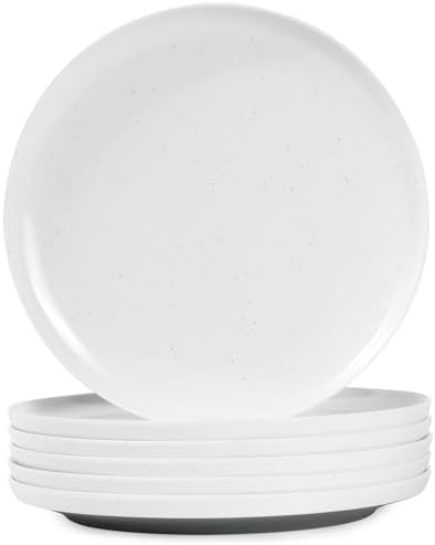 10.25" Melamine Dinner Plates Set of 6 in 10.25-inch in White-Grey / 10-P