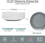 10.25" Melamine Dinner Plates Set of 6 in 10.25-inch in White-Grey / 10-P, alternate view 3