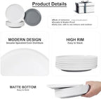10.25" Melamine Dinner Plates Set of 6 in 10.25-inch in White-Grey / 10-P, alternate view 4