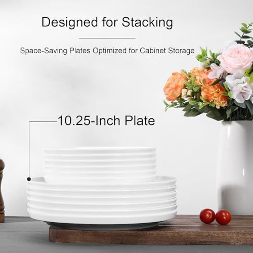 10.25" Melamine Dinner Plates Set of 6 in 10.25-inch in White-Grey / 10-P, alternate view 5