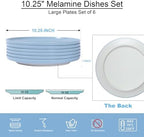10.25" Melamine Dinner Plates Set of 6 - Durable Serving Dishes Perfect for Kitchen Outdoor Use, Dishwasher, alternate view 3