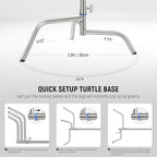 10.5ft Stainless Steel Heavy Duty C Stand with Boom Arm, Quick Setup Base, Thicker Center Rod Max Load, alternate view 3