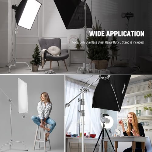 10.5ft Stainless Steel Heavy Duty C Stand with Boom Arm, Quick Setup Base, Thicker Center Rod Max Load, alternate view 7