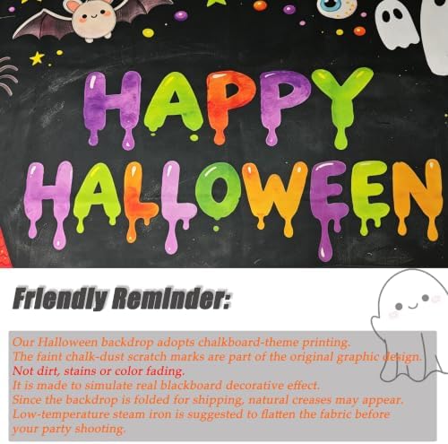 10×6.5ft Happy Halloween Chalkboard Banner, with Stretchy Spider Web in 10 x 6.5 ft in black, alternate view 2