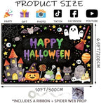 10×6.5ft Happy Halloween Chalkboard Banner, with Stretchy Spider Web in 10 x 6.5 ft in black, alternate view 3