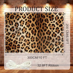 10×6.5Ft Leopard Cheetah Print Fabric Photography Backdrop with 10m Ribbon, Leopard Party Decor Banner for, alternate view 2