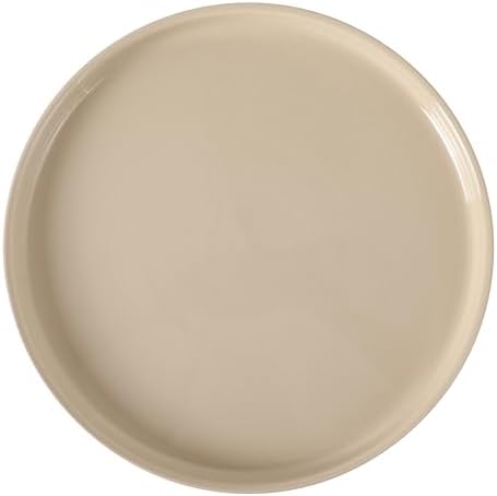 10.7-Inch Stoneware Cake Stand with Acacia Wood Base - Taupe Round Dessert Display Stand for Cakes, Cupcakes &, alternate
