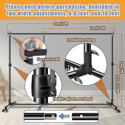 10 * 7ft Adjustable Backdrop Stand with Wheels, Photo Background Stand, alternate view 4