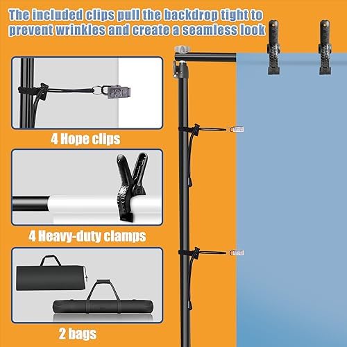 10 * 7ft Adjustable Backdrop Stand with Wheels, Photo Background Stand, alternate view 6