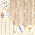 10×8ft Beige Tulle Backdrop Curtains with Lights(2 Panels 5×8ft) in 10×8ft, alternate view 3