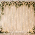 10×8ft Beige Tulle Backdrop Curtains with Lights(6 Panels 5×8ft) in 30×8ft(6 Panels 5×8ft) in Beige