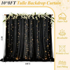 10×8ft Black Tulle Backdrop Curtains with Lights(2 Panels 5×8ft) in 10×8ft, alternate view 3