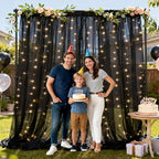 10×8ft Black Tulle Backdrop Curtains with Lights(2 Panels 5×8ft) in 10×8ft, alternate view 7