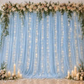 10×8ft Blue Tulle Backdrop Curtains with Lights(2 Panels 5×8ft) in 10×8ft