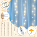10×8ft Blue Tulle Backdrop Curtains with Lights(4 Panels 5×8ft) in 20×8ft(4 Panels 5×8ft) in Blue, alternate view 3