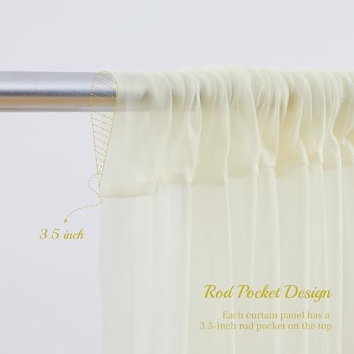10×8ft Ivory Tulle Curtain Backdrop with Lights String for Parites, Sheer Backdrop Curtain Drapes for Wedding, alternate view