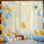 10×8ft Ivory Tulle Curtain Backdrop with Lights String for Parites, Sheer Backdrop Curtain Drapes for Wedding, alternate view