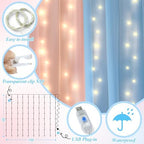 10×8ft Pink Blue Tulle Backdrop Curtains with Light(2 Panels 5×8ft) in 10×8ft(2 Panels 5×8ft) in Pink-Blue, alternate view 3