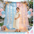 10×8ft Pink Blue Tulle Backdrop Curtains with Light(2 Panels 5×8ft) in 10×8ft(2 Panels 5×8ft) in Pink-Blue, alternate view 6