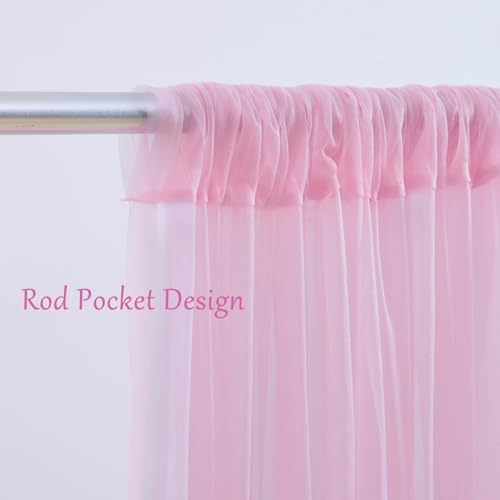 10×8ft Pink Tulle Curtain Backdrop with Lights String for Parites, Sheer Backdrop Curtain Drapes for Wedding, alternate view