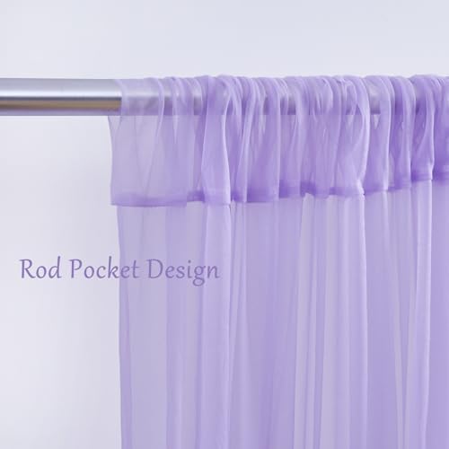 10×8ft PurpleTulle Curtain Backdrop with Lights String for Parites, Sheer Backdrop Curtain Drapes for Wedding, alternate view